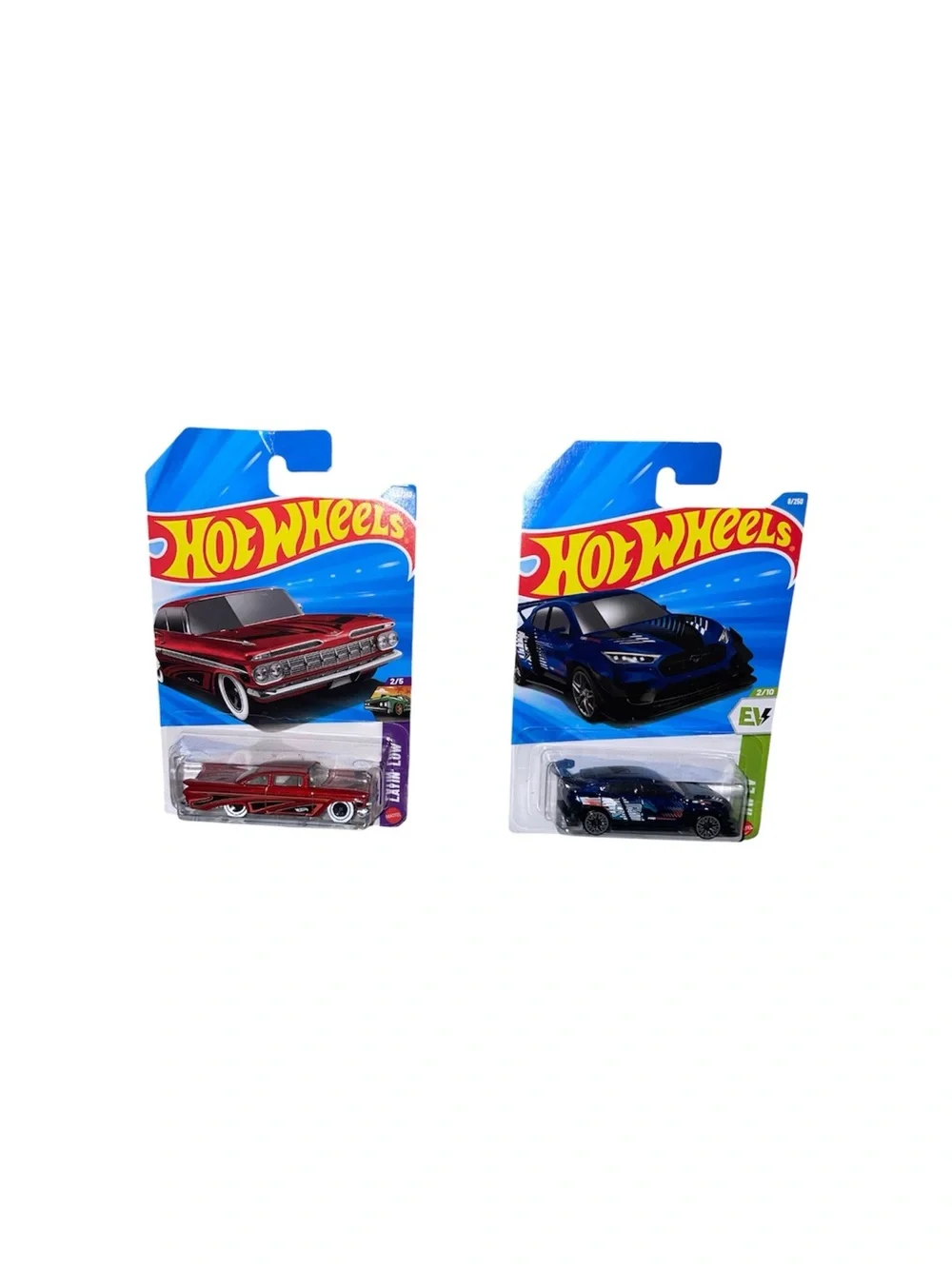 Hot Wheels die-cast cars still sealed in original packaging with 6 car case